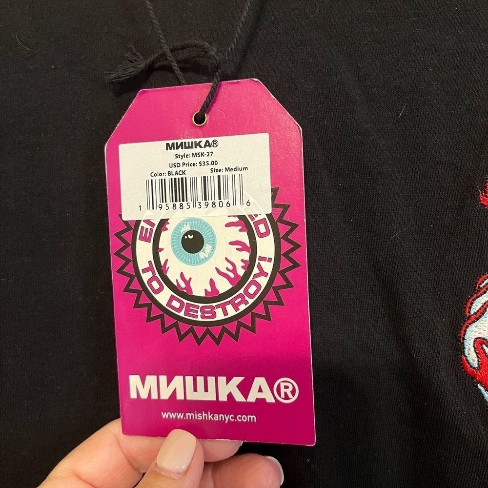 Mishka "Engineered To Destroy" Black T-Shirt With Biker Skull Graphic Size Large - Picture 11 of 16